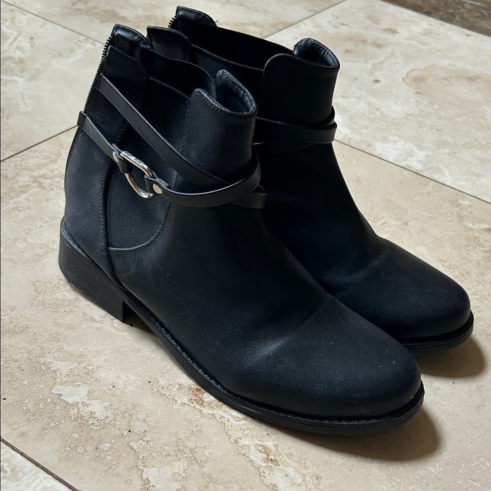 Sleek Black Ankle Booties with Strap Detail